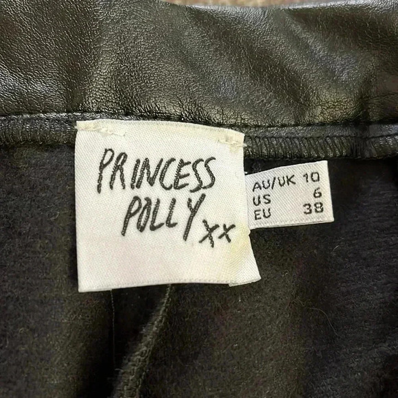 EUC Princess Polly Black High Waisted Encore Straight Leg Faux Leather Pants 6 - Picture 9 of 12